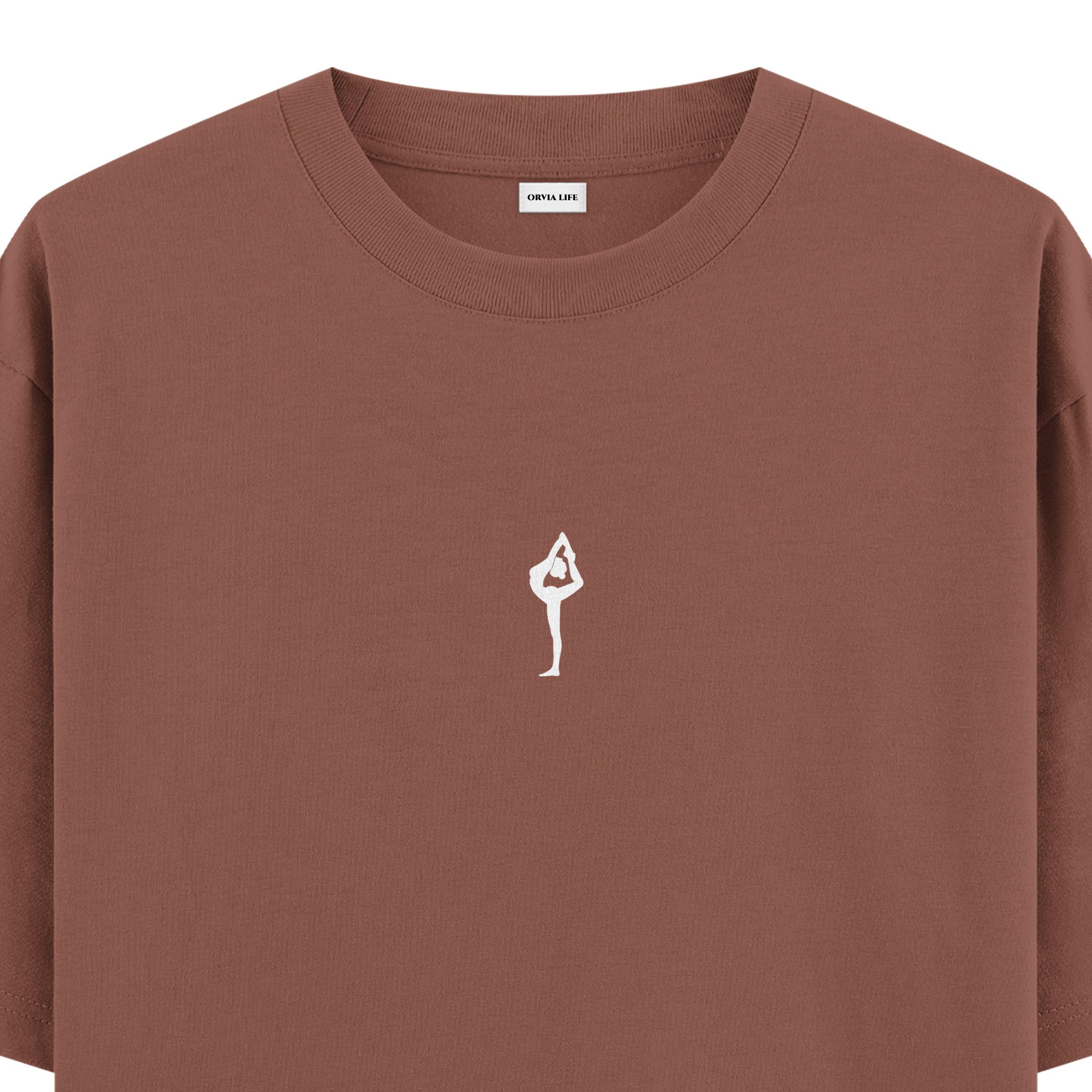 Natarajasana%20Yoga%20Oversize%20T-shirt%20Kahverengi