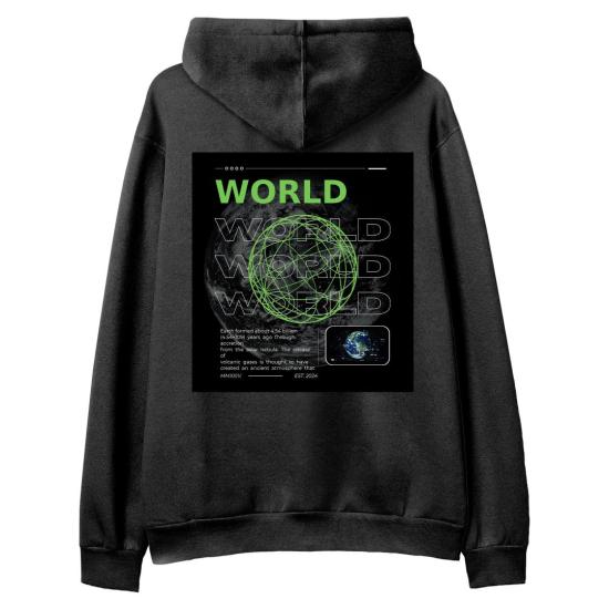 World Hoodie Sweatshirt Siyah
